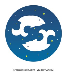 Isolated pisces animal silhouette zodiac sign Vector