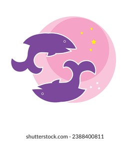 Isolated pisces animal silhouette zodiac sign Vector