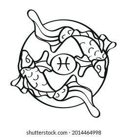 Isolated pisces icon outline zodiac sign Vector