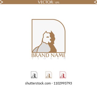 Isolated Pit Bull Dog Logo. Brown Logo. Vector Illustration icon