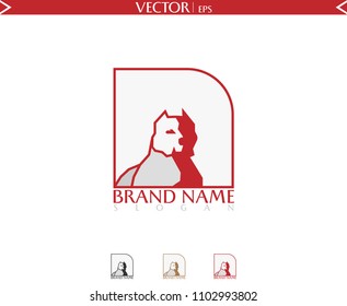 Isolated Pit Bull Dog Logo. Red Logo. Vector Illustration icon
