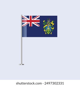 Isolated Pitcairn Islands Table Flag on Pole, Pitcairnese Flag Vector Design for Print and Web