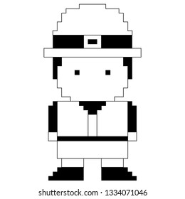 Isolated pixel patrick day elf. Vector illustration design