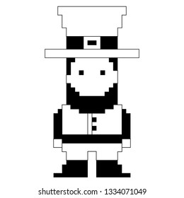 Isolated pixel patrick day elf. Vector illustration design