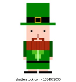 Isolated pixel patrick day elf. Vector illustration design
