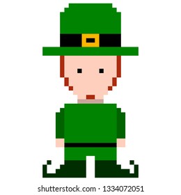 Isolated pixel patrick day elf. Vector illustration design