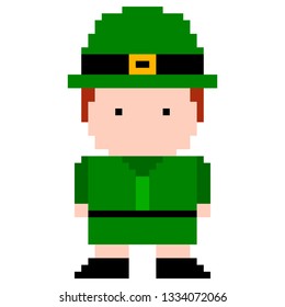 Isolated pixel patrick day elf. Vector illustration design