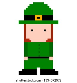 Isolated pixel patrick day elf. Vector illustration design