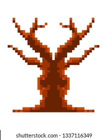 Isolated pixel tree. Videogame. Vector illustration design