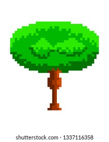 Isolated pixel tree. Videogame. Vector illustration design