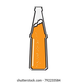 Isolated pixelated beer bottle on a white background, Vector illustration