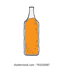 Isolated pixelated beer bottle on a white background, Vector illustration