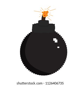 Isolated pixelated bomb icon