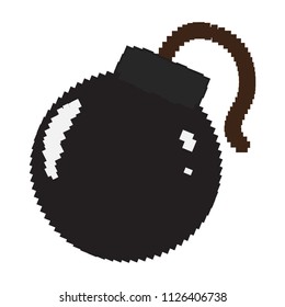 Isolated pixelated bomb icon