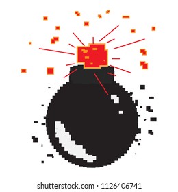 Isolated pixelated bomb icon