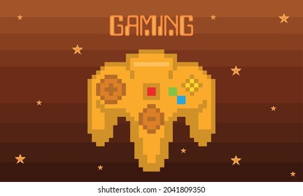 Isolated pixelated golden edition for videogames