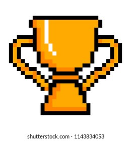 Isolated pixelated golden trophy icon