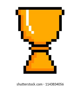 Isolated pixelated golden trophy icon