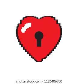 Isolated pixelated locked heart icon