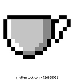 Isolated pixeled coffee mug on a white background, Vector illustration