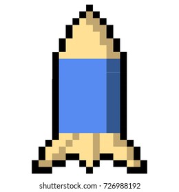 Isolated pixeled missile on a white background, Vector illustration