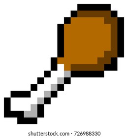 Isolated pixeled roasted chicken on a white background, Vector illustration