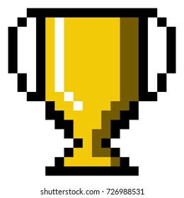 Isolated pixeled trophy on a white background, Vector illustration