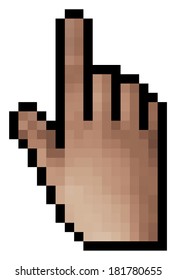 isolated pixelized realistic hand click icon - vector