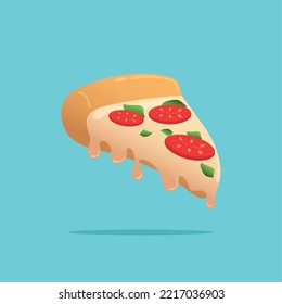 Isolated pizza with cheese and pepperoni Fast food Vector