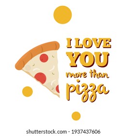 Isolated pizza love you heart love romantic icon - Vector