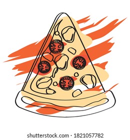 Isolated pizza slice icon. Italian fast food - Vector