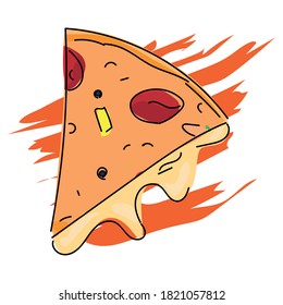 Isolated pizza slice icon. Italian fast food - Vector