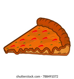 Isolated pizza slice on a white background, vector illustration