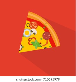 Isolated pizza, traditional ingredients for the pizza. Vector Illustration.