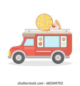 Isolated pizza van.