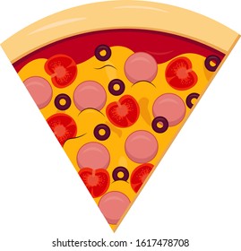 Isolated pizza vector illustration on white background. Pizza slice icon
