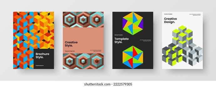 Conjunto aislado de ilustraciones de diseño vectorial A4. Colección de diseño de portadas de mosaicos modernos.
