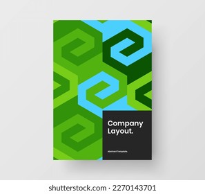 Isolated placard design vector template. Simple geometric hexagons booklet layout.