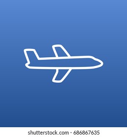 Isolated Plane Outline Symbol On Clean Background. Vector Airplane Element In Trendy Style.