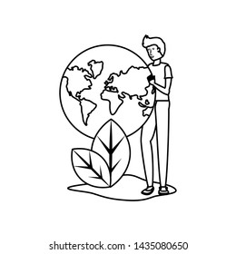 Isolated planet and avatar man design