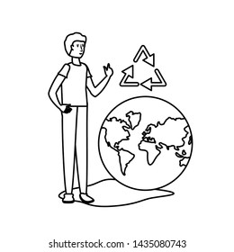 Isolated planet and avatar man design