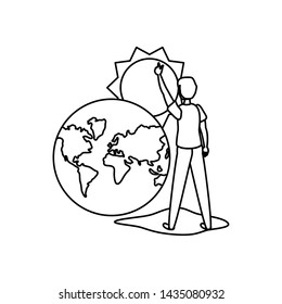 Isolated planet and avatar man design