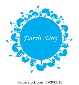 Isolated planet earth with different icons on a white background