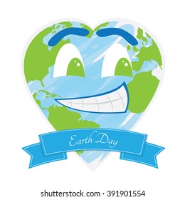 Isolated planet earth with heart shape on a white background
