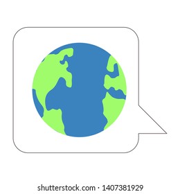 Isolated planet Earth on a bubble chat - Vector