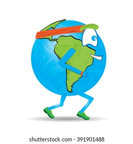 Isolated planet earth running on a white background
