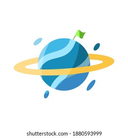 Icono de planeta aislado. Objeto espacial - Ilustración vectorial