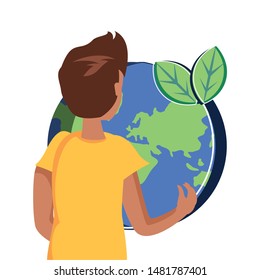 Isolated planet and man avatar design