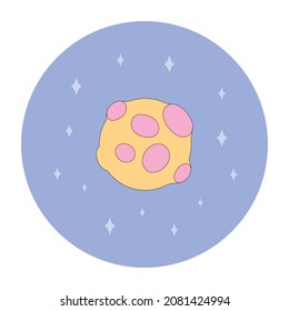 isolated planet space emblem, icon in flat style in bright colors