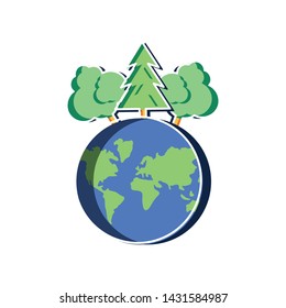 Isolated planet with tree design